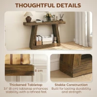 HOMCOM 55" Farmhouse Console Table, 2-Tier Entryway Table with Storage for Hallway, Living Room, Behind Couch, Rustic Brown(m-4)