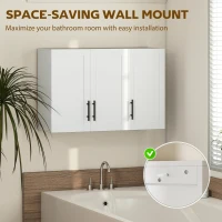 HOMCOM Modern Medicine Cabinet Wall Mounted, Bathroom Wall Cabinet with 3 Doors and Adjustable Shelves, White(m-6)