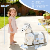 Qaba 6V Ride On Horse, Battery Powered Ride on Toy, Electric Kids Riding Pony with Bear Toy, Music for Aged 1.5-5 Years(m-3)