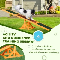 PawHut Wooden Dog Agility Seesaw for Balance Training and Exercise, Platform Equipment Run Game Toy, Weather Resistant Pet Supplies, for Outdoor Backyard, 71" L x 12" W x 12" H, Natural(m-7)