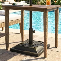 Outsunny 20 lbs Patio Market Umbrella Base Stand Resin Parasol Holder Square with Beautiful Decorative Pattern & Easy Setup, for Φ1.5", Φ1.89" Pole, for Beach, Lawn, Deck, Backyard, Garden, Bronze(m-2)