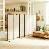 HOMCOM 6 Panel Room Divider, 6 Ft Folding Privacy Screen, Portable Freestanding Partition Wall Divider, Beige(m-8)
