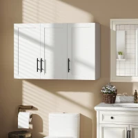 HOMCOM Modern Medicine Cabinet Wall Mounted, Bathroom Wall Cabinet with 3 Doors and Adjustable Shelves, White(m-8)