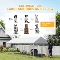 PawHut Heavy Duty Outdoor Dog Kennel with Waterproof Roof, Secure Latch, Chain Link Dog Run for Backyard, 20' x 7.5' x 8'(m-8)