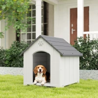 PawHut Large Plastic Dog House Outdoor Indoor, Water Resistant Puppy Shelter with Base Support, 34.6" L x 31.1" W x 35" H(m-8)