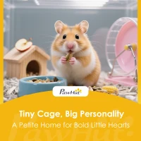 PawHut Wooden Hamster Cage, 3-Tier Small Animal Cage with Hut, Seesaw, Ramps, Exercise Wheel, Acrylic Panel and Bottom Tray(m-9)