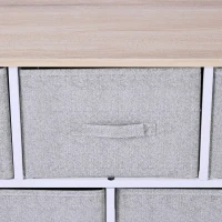 HOMCOM 40" L 5 Drawer Horizontal Storage Cube Dresser Unit Bedroom Organizer Living Room Shelf Tower with Fabric Bins, Light Gray(m-8)
