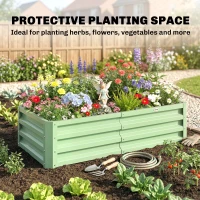 Outsunny Galvanized Raised Garden Bed, Outdoor Planter Box for Vegetables, Flowers, Herbs, 4' x 2' x 1', Light Green(m-6)