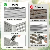 Outsunny 4' x 4' x 1' Galvanized Raised Garden Bed, Metal Garden Box with Open Bottom, Easy Assembly Outdoor Planter Box for Vegetables Flowers Herbs, Silver(m-5)