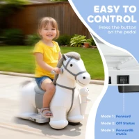 Qaba 6V Ride On Horse, Battery Powered Ride on Toy, Electric Kids Riding Pony with Bear Toy, Music for Aged 1.5-5 Years(m-5)