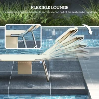 Outsunny 2 Tanning Chairs with Face Hole, 5-Level Adjustable Outdoor Chaise Lounge Chair with Pillow for Beach, Pool, Beige(m-4)