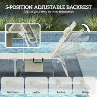 Outsunny Tanning Chair with Face Hole and Side Table, 5-Position Folding Outdoor Chaise Lounge Chair, Beige(m-6)