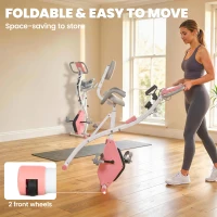 Soozier 3 in 1 Folding Exercise Bike, Foldable Stationary Bike with 8-Level Magnetic Resistance, Adjustable Seat, Pink(m-7)