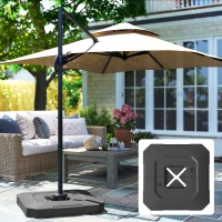 Outsunny 2-Piece Cantilever Umbrella Base Weight Set, 231 lb Water or Sand Fillable Outdoor Offset Umbrella Weights, Black(m-9)