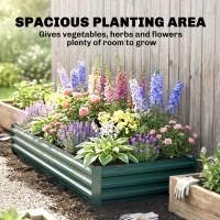 Outsunny 95" x 36" x 12" Galvanized Raised Garden Bed, Easy DIY and Cleaning for Growing Flowers, Herbs, Succulents, Green(m-4)