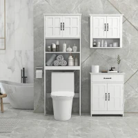 kleankin Bathroom Storage, Bathroom Cabinet with 2 Doors, Adjustable Shelves for Living Room Kitchen, 23.6"x11.8"x29.5", White(m-8)