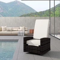 Outsunny Outdoor Wicker Swivel Recliner Chair, Lifting Footrest, 360° Rotating Basic, Water-resistant Cushions, Khaki(m-8)