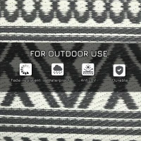 Outsunny Reversible Outdoor Rug Carpet RV Camping Rugs with Carry Bag, 9' x 18', Gray & Cream White Boho(m-7)