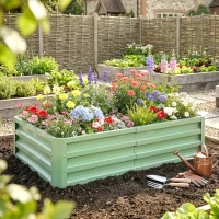 Outsunny Galvanized Raised Garden Bed, Outdoor Planter Box for Vegetables, Flowers, Herbs, 4' x 2' x 1', Light Green(m-1)