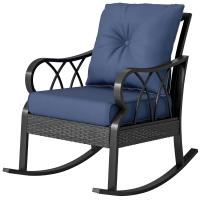 Outsunny Wicker Rocking Chair, Navy Blue, Aluminum Frame