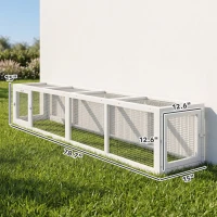 PawHut Wooden Cat Run with Weather Protection, Connecting Inside and Outside, 79"L x 15"W x 15"H, White(m-3)