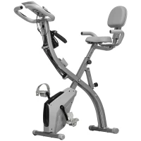 Soozier 3 in 1 Folding Exercise Bike, Foldable Stationary Bike with 8-Level Magnetic Resistance, Adjustable Seat, Grey(m-2)