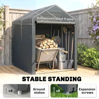 Outsunny 4 x 6ft Outdoor Storage Shed Tent, Portable Shed with Roll-up Door for Motorcycle, Bike, Garden Tools(m-9)