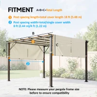 Outsunny 2 Pcs UV Protection Pergola Replacement Canopy, Pergola Shade Cover, Easy to Install, for 10' x 10' Pergola, Cream White(m-3)