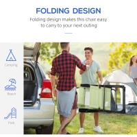 Outsunny Set of 4 Folding Patio Chairs, Camping Chairs with Adjustable Sling Back, Removable Headrest, Armrest for Garden, Backyard, Lawn, Light Green(m-4)