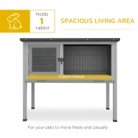PawHut Elevated Rabbit Hutch, Wooden Bunny Cage with Hinged Asphalt Roof and Removable Tray, for Indoor/Outdoor, Gray(m-4)