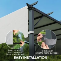 Outsunny 2 Pcs Pergola Replacement Canopy, UV Protection Pergola Shade Cover, Easy to Install, for 10 x 10ft Pergola, Light Gray(m-6)