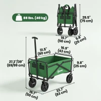 Outsunny Folding Wagon Cart, Outdoor Utility Wagon Heavy Duty Garden Shopping Cart Collapsible Camping Trolley with Steel Frame, Oxford Fabric(m-3)