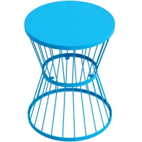 Outsunny 16" Patio Side Table, Garden End Table with Hourglass Design, Steel Accent Table for Outdoor and Indoor Use, Blue(m-11)