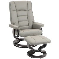 HOMCOM Faux Leather Reclining Chair with Ottoman, Manual Recliner with Tufted Back and Wood Frame for Living Room, Gray(m-1)