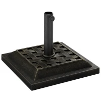 Outsunny 20 lbs Patio Market Umbrella Base Stand Resin Parasol Holder Square with Beautiful Decorative Pattern & Easy Setup, for Φ1.5", Φ1.89" Pole, for Beach, Lawn, Deck, Backyard, Garden, Bronze(m-11)