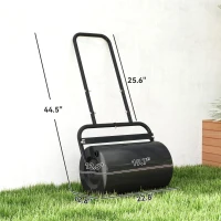 Outsunny 20-Inch Push/Tow Behind Lawn Roller Filled with 10 Gal Water or Sand for Flattening Sod in the Garden, Black(m-3)