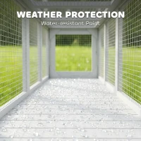 PawHut Wooden Cat Run with Weather Protection, Connecting Inside and Outside, 79"L x 15"W x 15"H, White(m-5)