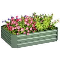 Outsunny Galvanized Raised Garden Bed, 4' x 3' x 1' Outdoor Metal Planter Box, Raised Bed for Growing Flowers Herbs, Dark Green(m-9)