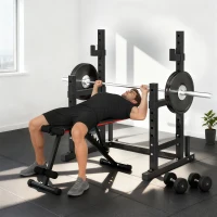 Soozier Adjustable Squat Rack, 660lbs Multi-Functional Bench Press Rack for Weight Lifting Home Gym Strength Training, Black(m-11)