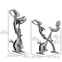 Soozier 3 in 1 Folding Exercise Bike, Foldable Stationary Bike with 8-Level Magnetic Resistance, Adjustable Seat, Grey(m-3)