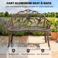 Outsunny 40" Outdoor Garden Bench, Cast Aluminum Antique Rose Style Patio Garden Park Loveseat Bench for Backyard, Porch, Balcony, Lawn, Bronze(m-5)