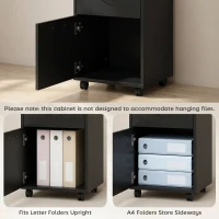 HOMCOM Mobile Storage Cabinet Organizer with Drawer and Cabinet, Printer Stand with Castors, Black(m-7)