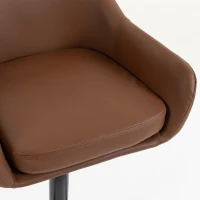 HOMCOM Bar Stools PU Leather Adjustable Swivel Barstools Backrest Counter Chairs Set of 2 Brown(m-9)