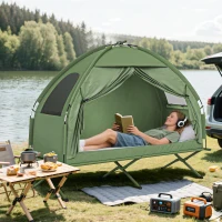 Outsunny Camping Tent Cot, Single Person Folding Cot Combo, Off-Ground Tent, Covered Outdoor Bed with Carry Bag for Hiking, Camping(m-2)