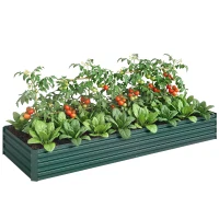 Outsunny 95" x 36" x 12" Galvanized Raised Garden Bed, Easy DIY and Cleaning for Growing Flowers, Herbs, Succulents, Green(m-1)