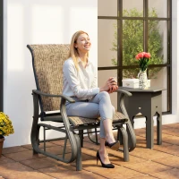 Outsunny Outdoor Glider Chair Patio Glider Swing Chair with Mesh Seat, Steel Frame for Backyard, Garden, Porch, Light Mixed Brown(m-10)