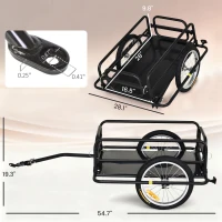 Aosom Bike Trailer, Foldable Bicycle Trailer with16 Inch Pneumatic Tire, Universal Coupler, Foldable Frame and Safe Reflectors Design, Large Load Capacity, Black(m-4)