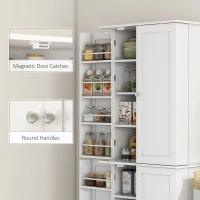 HOMCOM 65" Kitchen Cabinet, Kitchen Pantry Cabinet with 4 Doors and 16 Door Shelves for Dining Room, White(m-7)