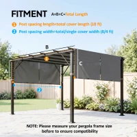 Outsunny 2 Pcs Pergola Replacement Canopy, UV Protection Pergola Shade Cover, Easy to Install, for 10 x 10ft Pergola, Dark Gray(m-3)