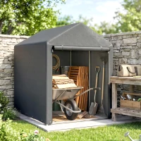 Outsunny 4 x 6ft Outdoor Storage Shed Tent, Portable Shed with Roll-up Door for Motorcycle, Bike, Garden Tools(m-11)